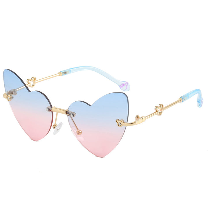 Damer hjerteformet solbrille med dekorert ramme Luvikno