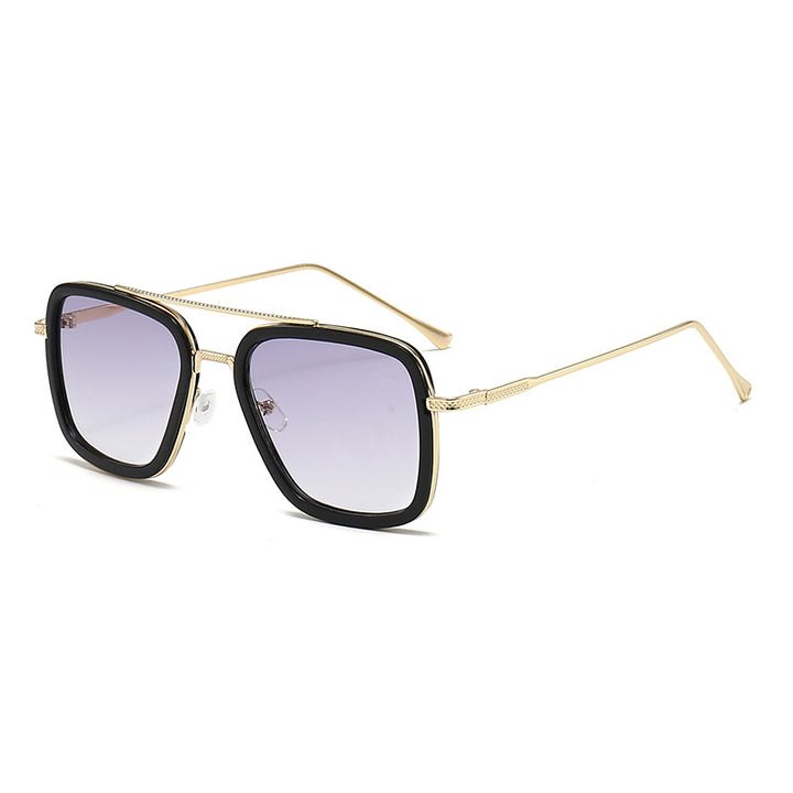 Dame moteristisk kvadratisk solbrille med glamorøs metallramme Luvikno