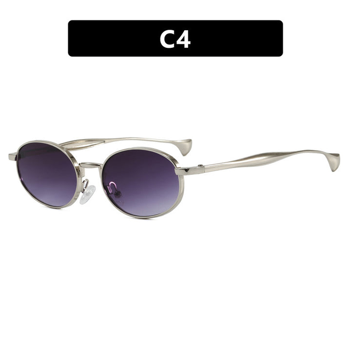 Dame robust rund solbrille med speilglass Luvikno