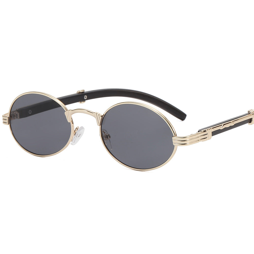 Dame rund designer solbrille med innovativ metallramme Luvikno