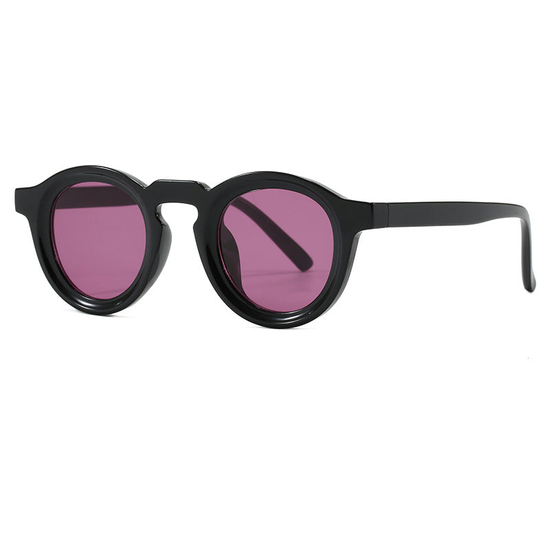 Damer fashionable runde solbriller med transparent ramme og UV-beskyttelse Luvikno