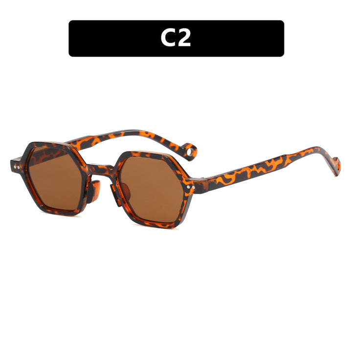 Dame heksagonal solbrille i moderne design med beskyttende linser Luvikno