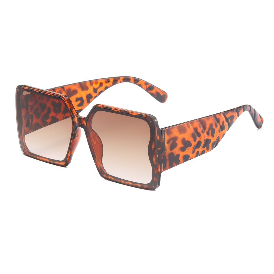 Dame oversized solbriller i trendy leopardmønster Luvikno