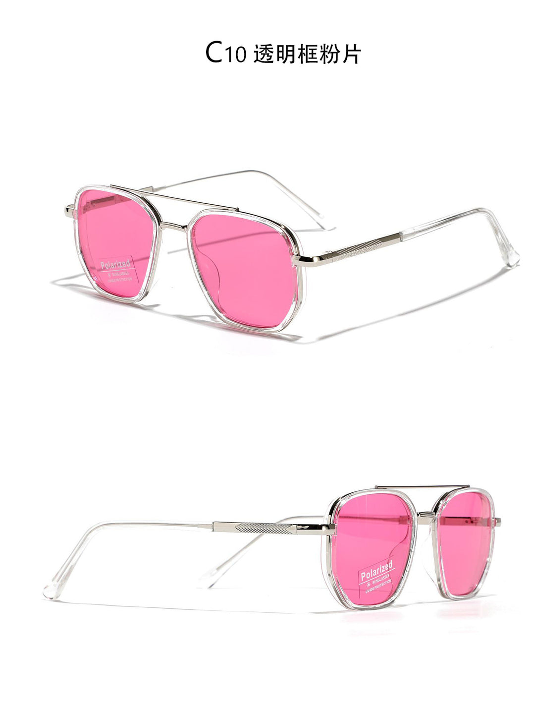 Dame kvadratisk solbrille med polarisert glass og elegant metallramme Luvikno