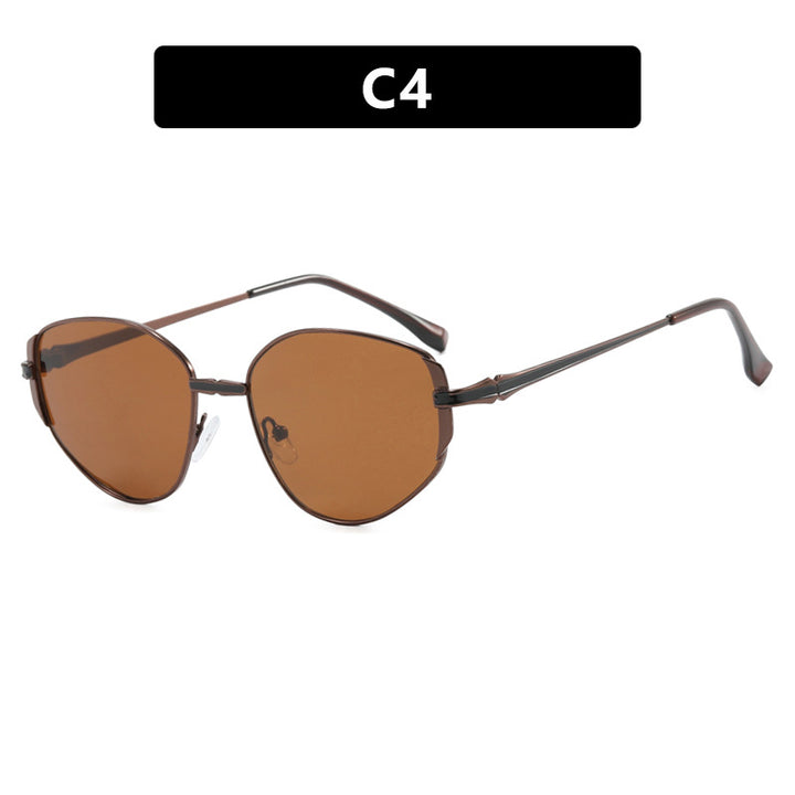 Dame moderne geometrisk solbrille med stilfull metallramme Luvikno