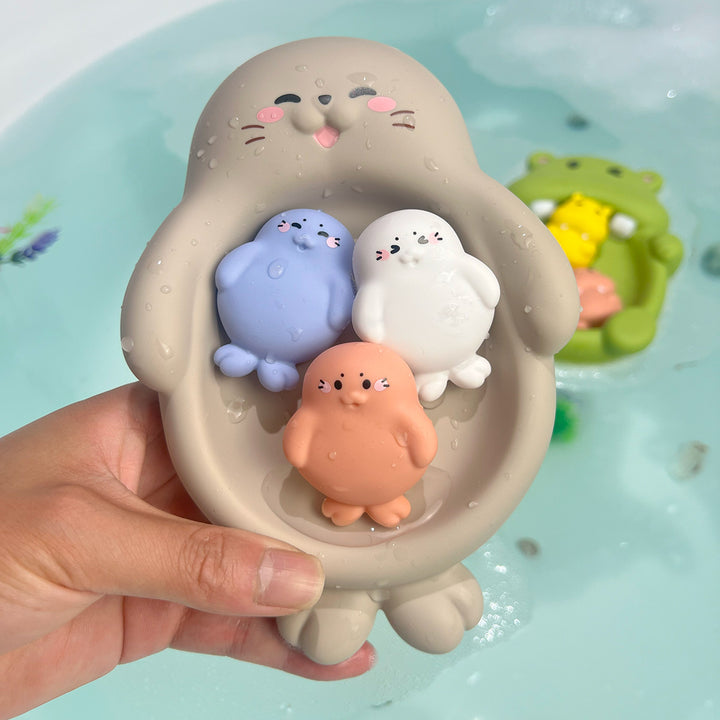 Unisex Badeglede leketøyssett med søte flodhestfigurer Luvikno
