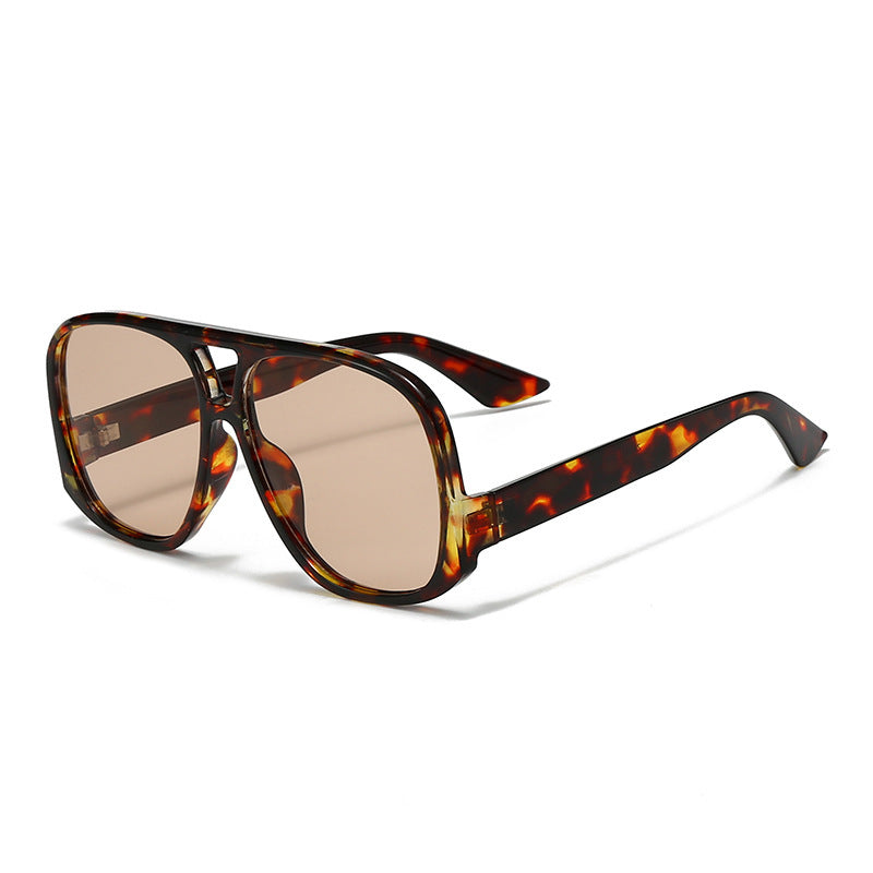 Dame trendy oversized solbriller i moderne skilpaddemønster Luvikno