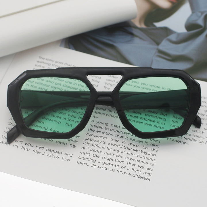 Dame fashionable sekskantet brille Luvikno