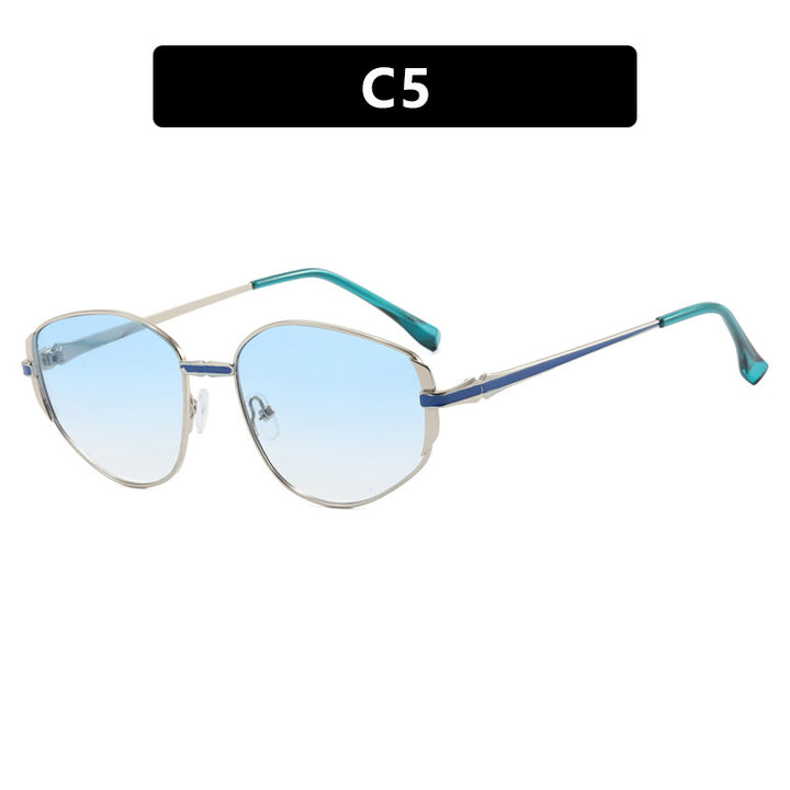 Dame moderne geometrisk solbrille med stilfull metallramme Luvikno