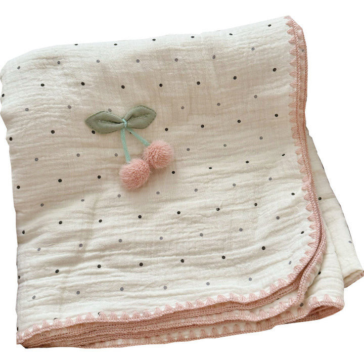 Unisex Cozy Muslin Blanket med lekent pom-pom-design Luvikno