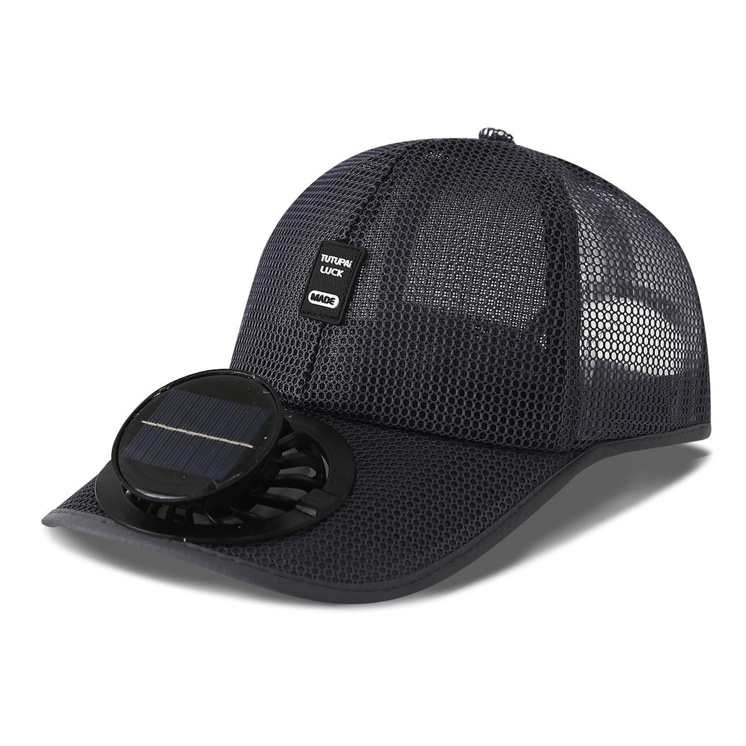 solardrevet mesh baseball cap med avtakbar frontvifte Luvikno