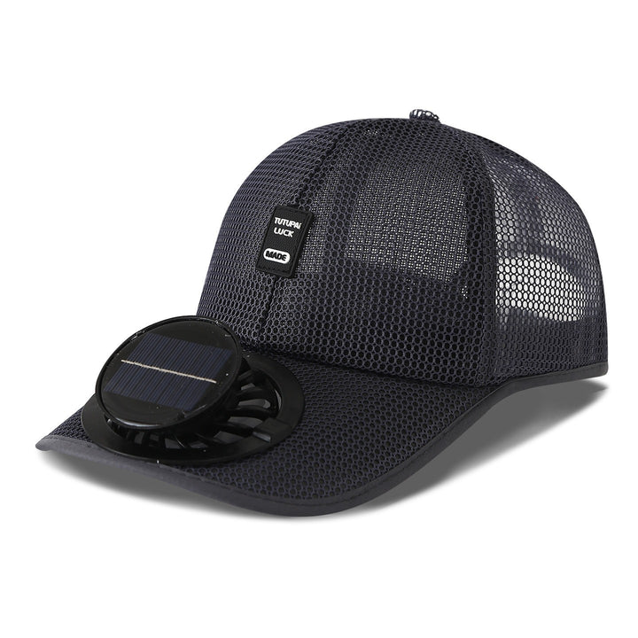 solardrevet mesh baseball cap med avtakbar frontvifte Luvikno
