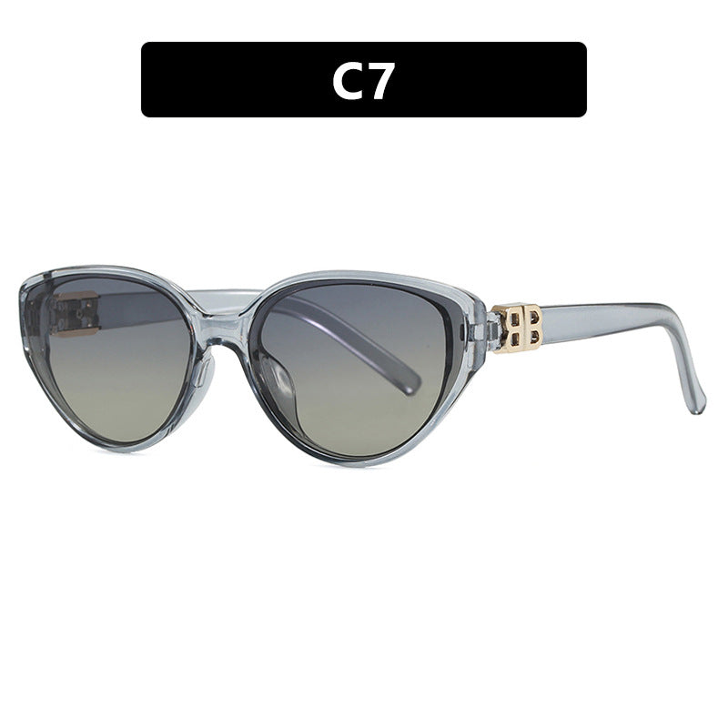 Dame modische Cat-Eye solbriller med elegant metallramme og UV-beskyttelse Luvikno