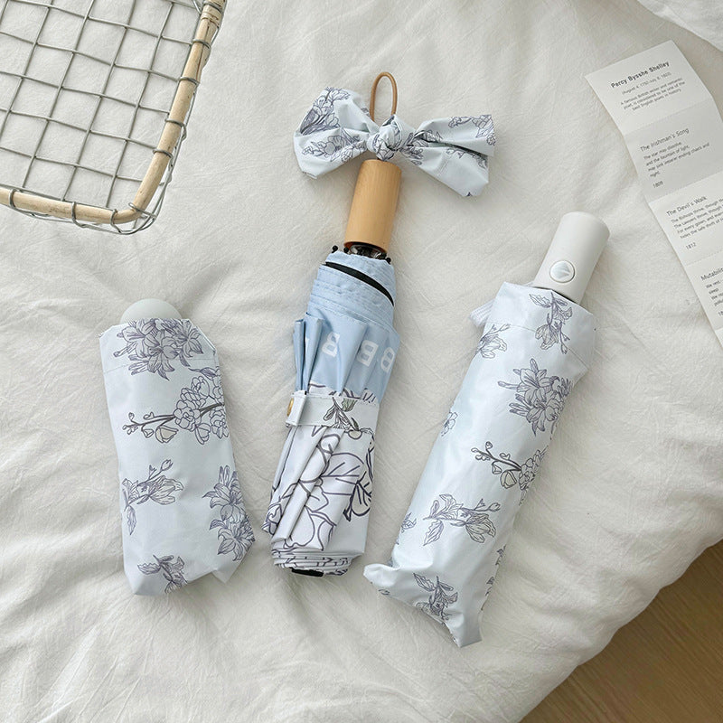 Dame kompakt paraply med blomstermotiv Luvikno