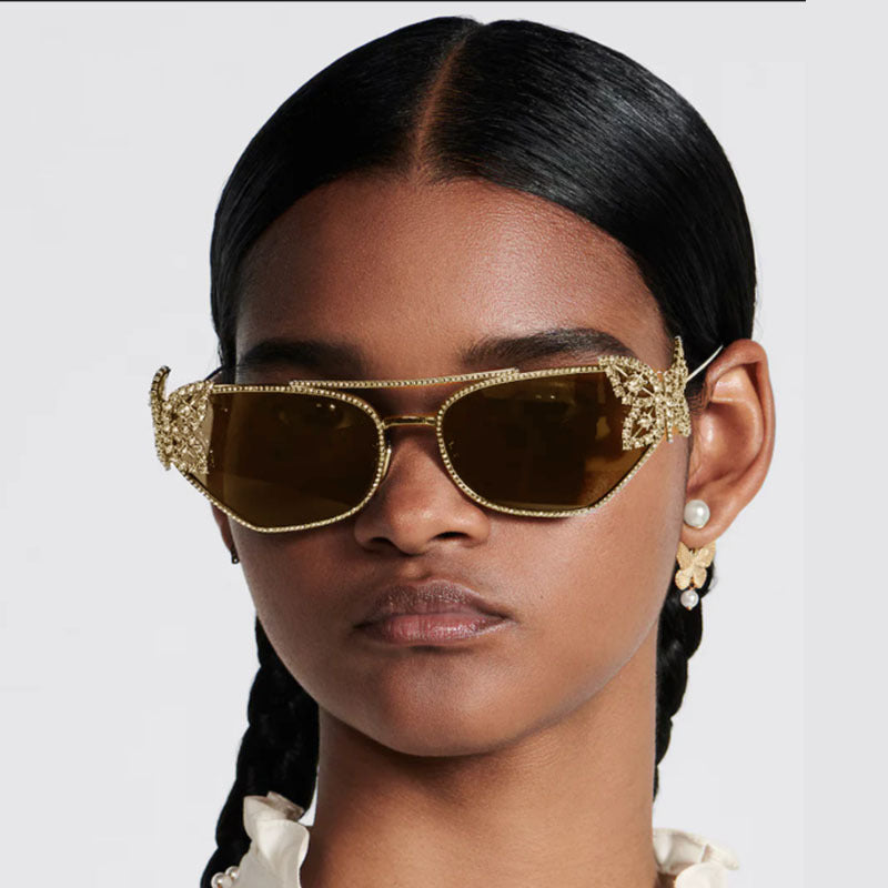 Dame luksus solbrille med elegant sommerfugl-detalj Luvikno