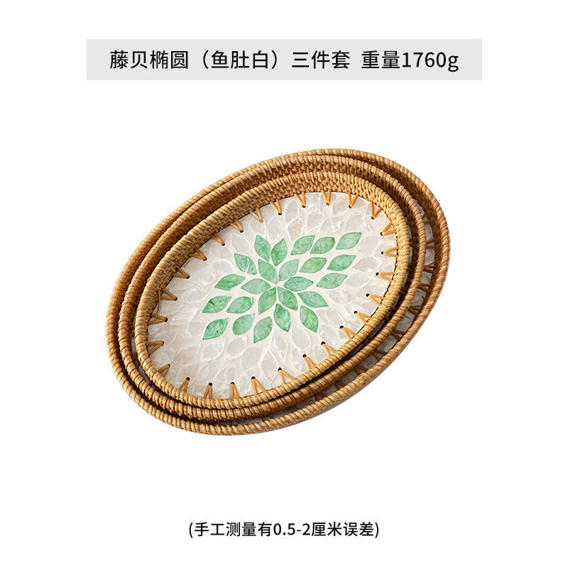 Dame Elegant Serveringsfat-set laget av håndvevd naturmateriale Luvikno
