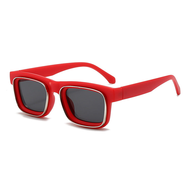 Dame moteriktig firkantet solbrille med kontrasterende ramme Luvikno