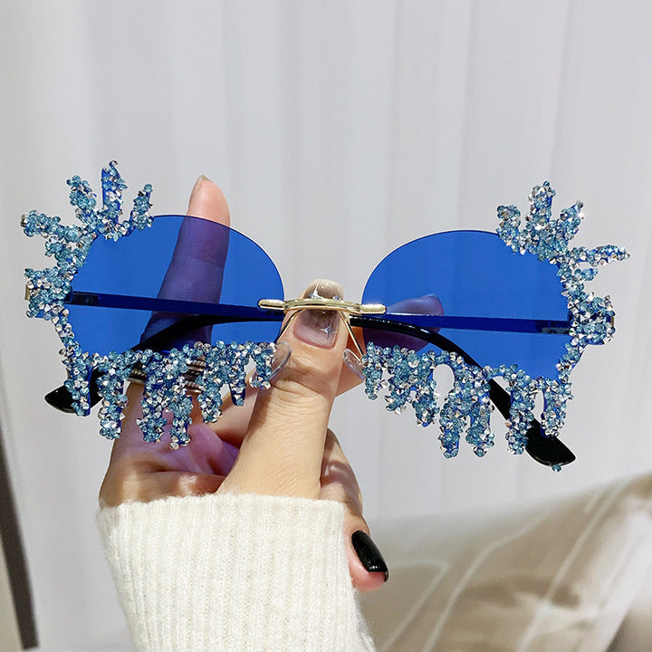 Dame Ekstravagant solbrille med glitrende strassdekorasjoner Luvikno