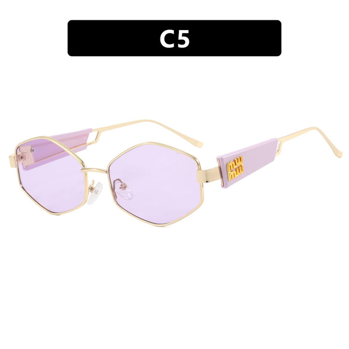 Dame geometrisk solbrille med moteriktig design og UV-beskyttelse Luvikno