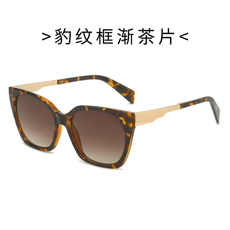 Dame Oversized-solbriller med elegant transparent ramme og gyldne aksenter Luvikno