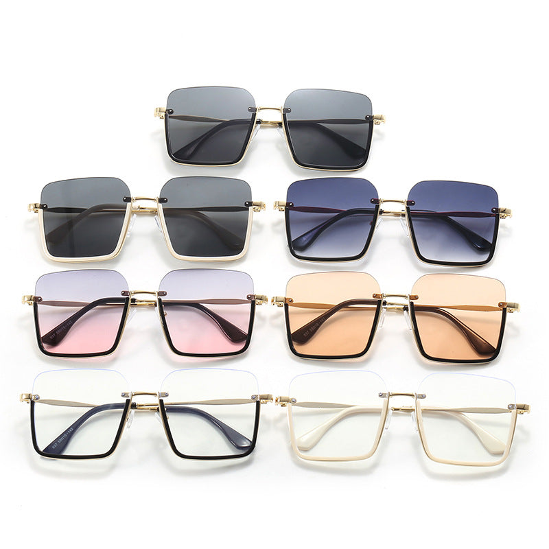Dame oversized solbrille med elegant geometrisk ramme Luvikno