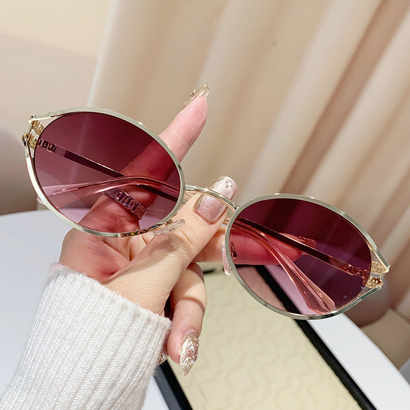 Dame elegant Cat-Eye solbriller med fin metallramme Luvikno