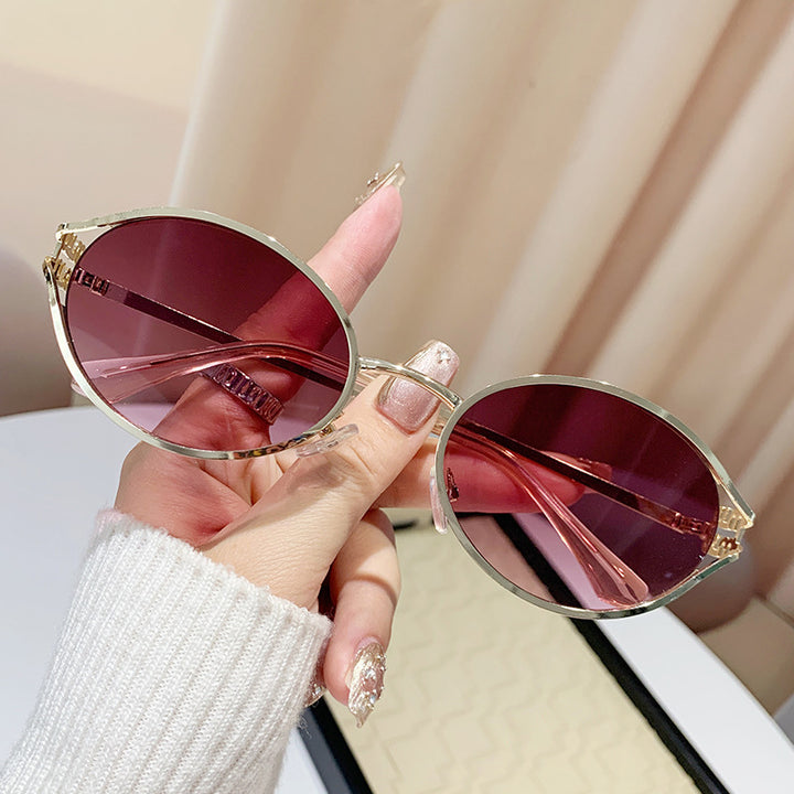 Dame elegant Cat-Eye solbriller med fin metallramme Luvikno