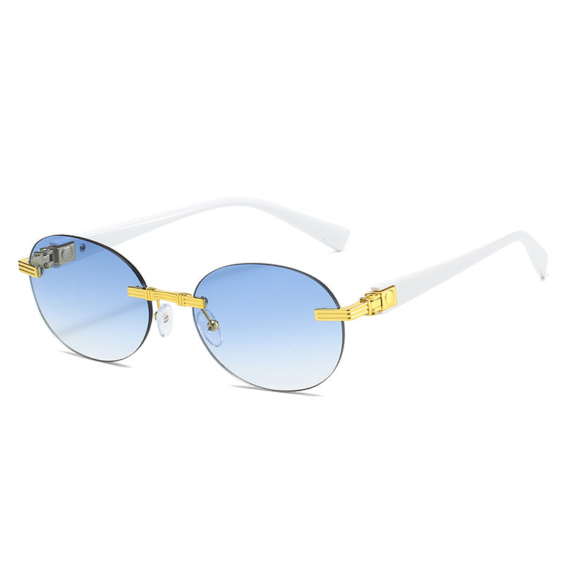 Dame motefull solbrille med gjennomsiktig ramme og fleksibel nesestøtte Luvikno
