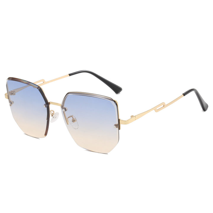 Dame geometrisk designer-solbrille med speilende linser Luvikno