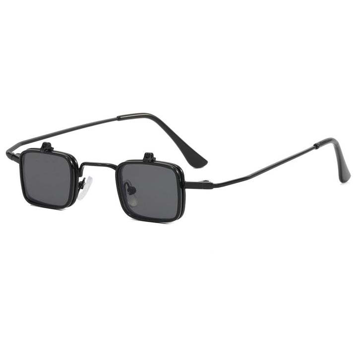Dame designer solbrille med kvadratisk metallramme Luvikno