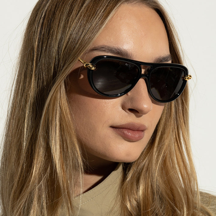 Dame Retro-solbrille med elegant ramme og polariserte linser Luvikno