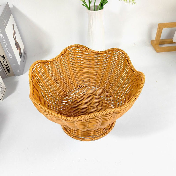 Unisex Rattan Fruktskål med elegante bølgelinjer Luvikno