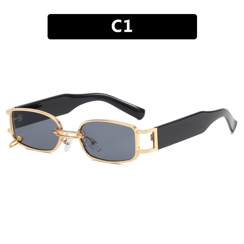 Dame moteriktig solbrille med innovativ rektangulær design og elegante metallakenter Luvikno