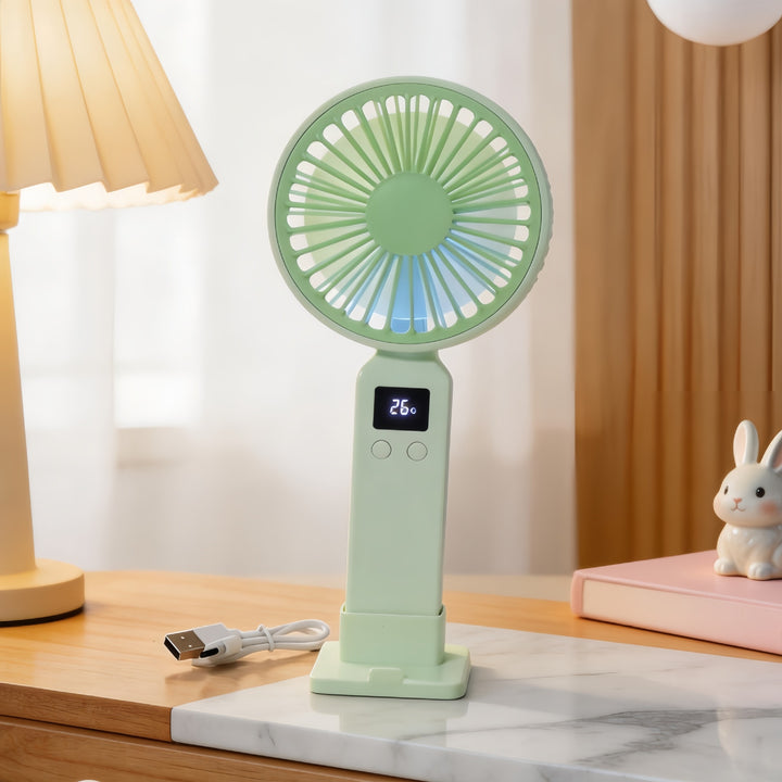 Damer Bærbar USB-vifte med LED-skjerm og ergonomisk design Luvikno