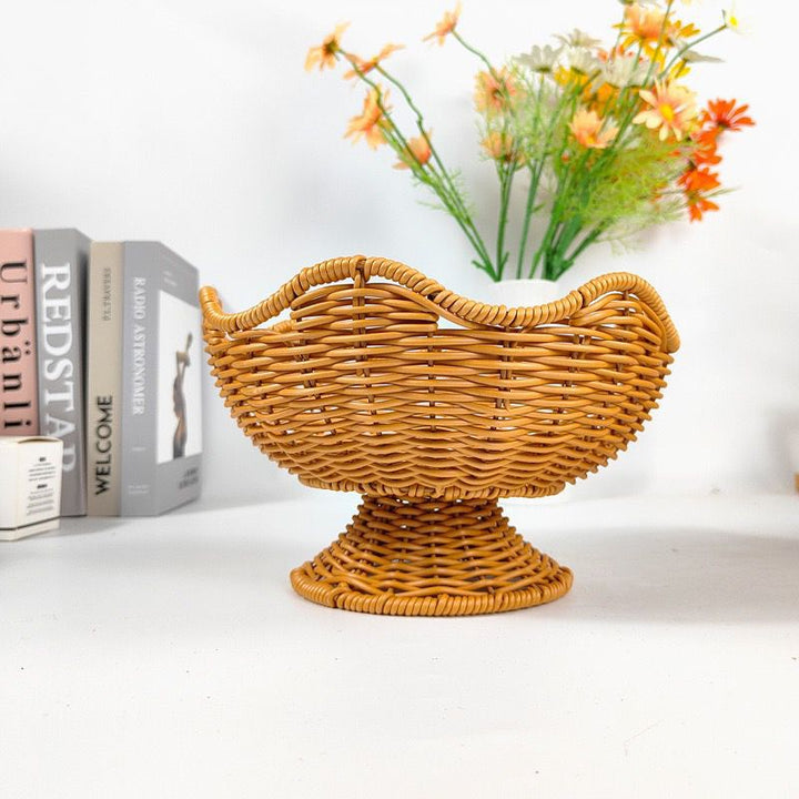 Unisex Rattan Fruktskål med elegante bølgelinjer Luvikno