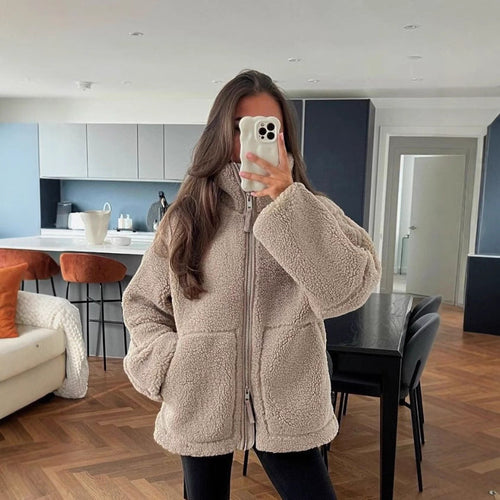 Dame Overstørrelse Fleece-jakke Luvik