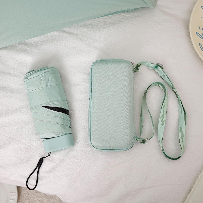Damer kompakt og elegant sammenleggbar paraply med bæreveske Luvikno