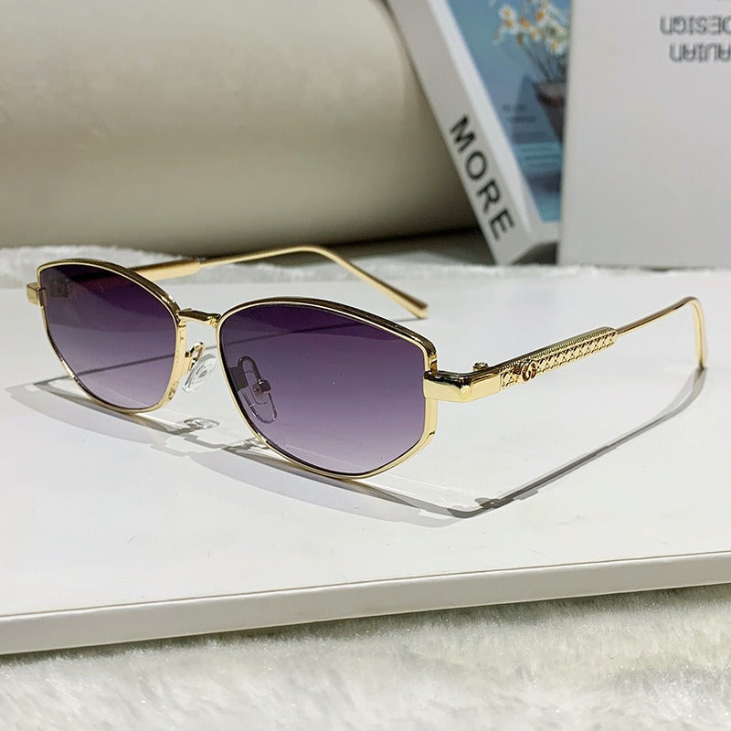 Dame elegant solbrille med glitrende metallramme Luvikno