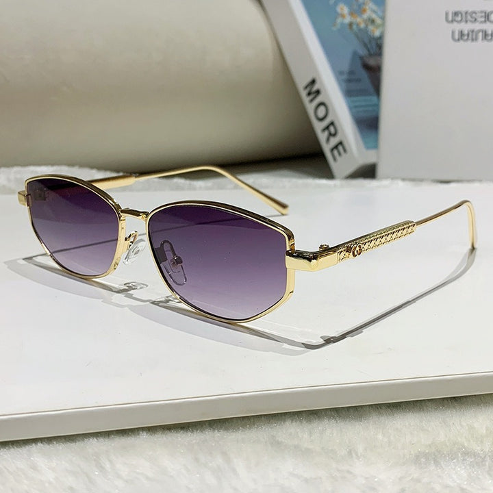 Dame elegant solbrille med glitrende metallramme Luvikno