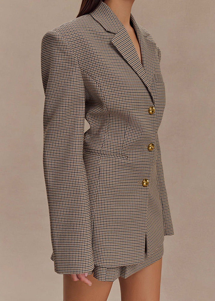 Luvik | Vyötärölle muotoiltu ruututakki-setti