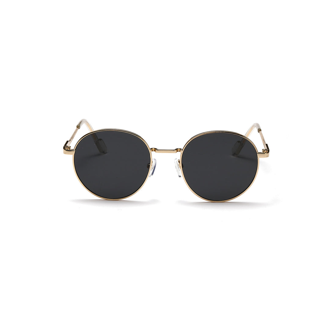 Dame rund solbrille med luksuriøs metallramme og UV-beskyttelse Luvikno