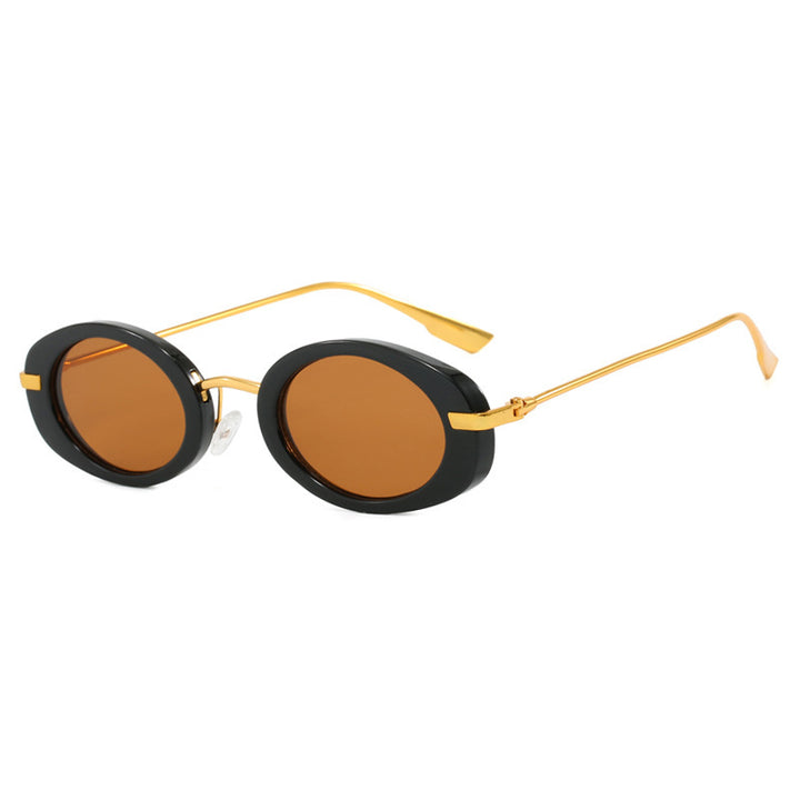 Dame moteriktig solbrille i elegant ovalt design Luvikno