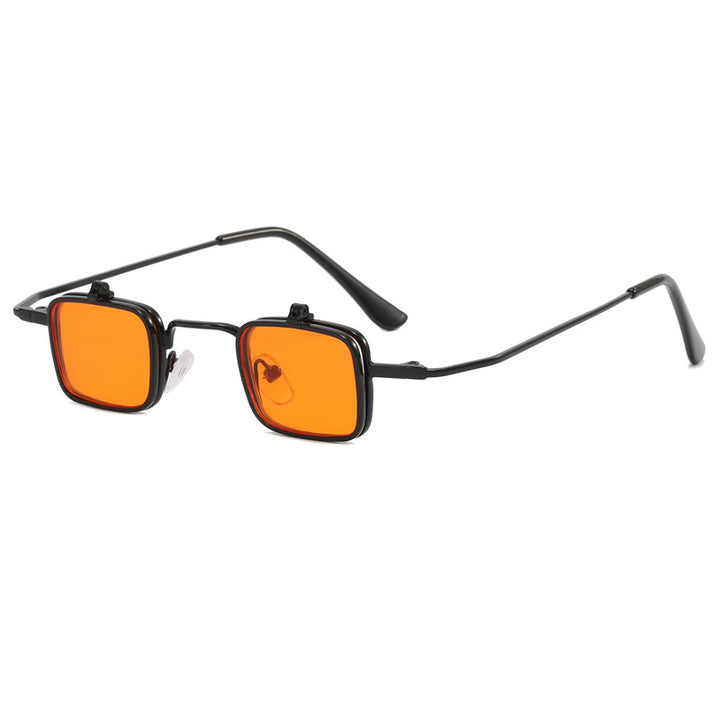 Dame designer solbrille med kvadratisk metallramme Luvikno