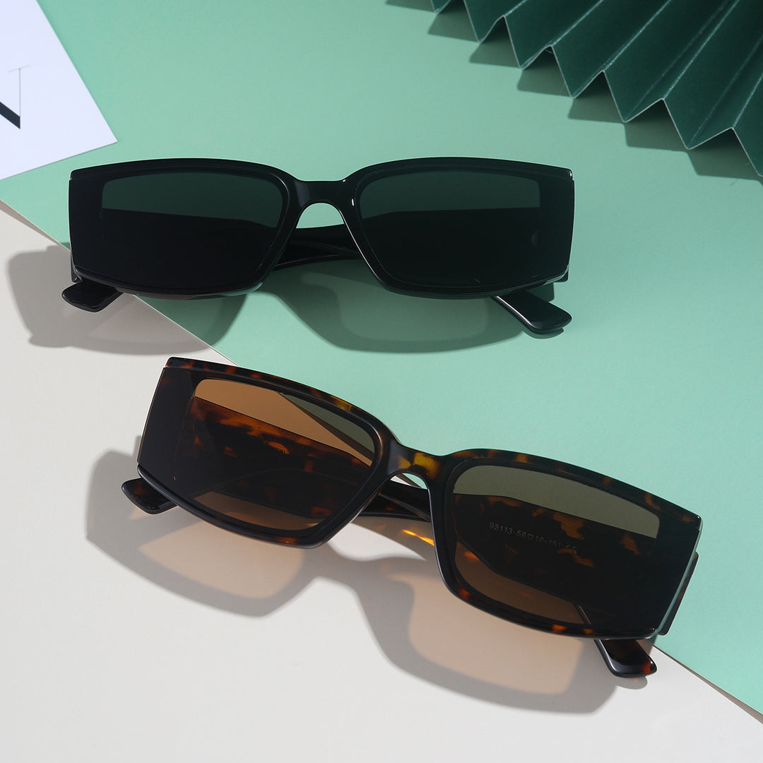 Damer elegant rektangulær solbrille med stilig acetatinnramming Luvikno