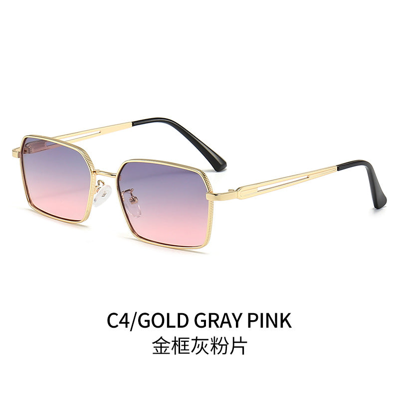 Dame kvadratisk solbrilles med minimalistiske metallaccents Luvikno