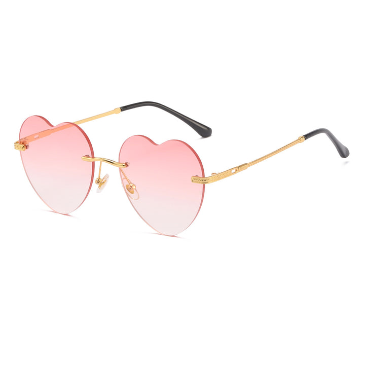 Dame hjerteformet solbrille med speilglass og gullramme Luvikno
