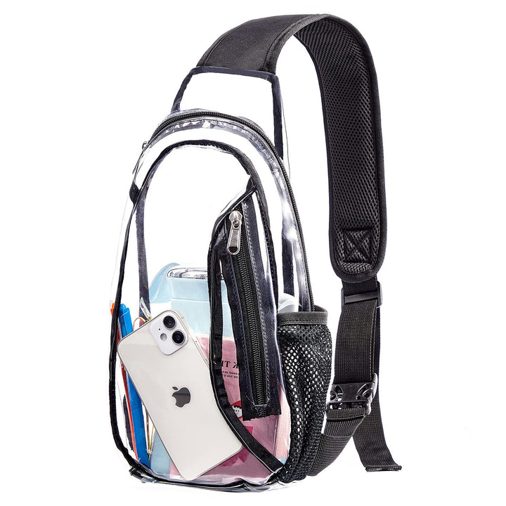 Unisex gjennomsiktig sling ryggsekk med flere rom Luvikno