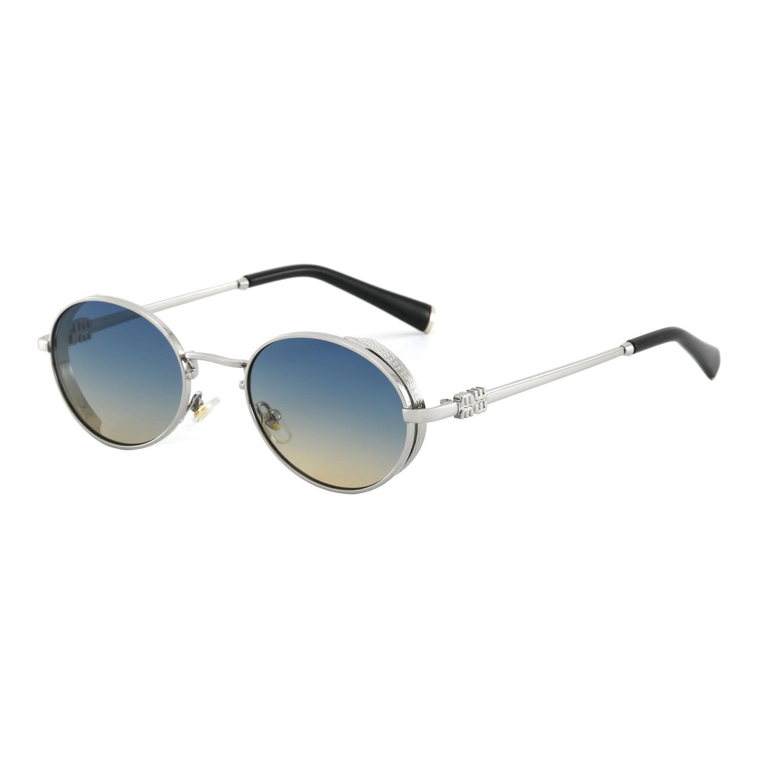 Dame Runde Designer-solbrille med elegant metallramme Luvikno