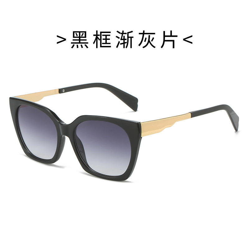 Dame Oversized-solbriller med elegant transparent ramme og gyldne aksenter Luvikno
