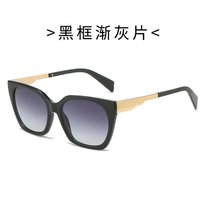 Dame Oversized-solbriller med elegant transparent ramme og gyldne aksenter Luvikno